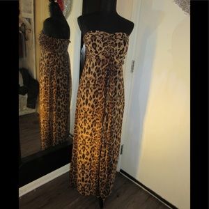 Maxi sleeve-less Leopard Print Plus Size Dress
